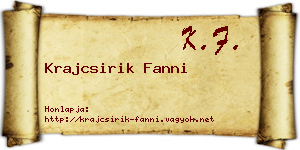 Krajcsirik Fanni névjegykártya